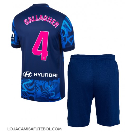 Camisa de Futebol Atletico Madrid Conor Gallagher #4 Equipamento Alternativo Infantil 2024-25 Manga Curta (+ Calças curtas)